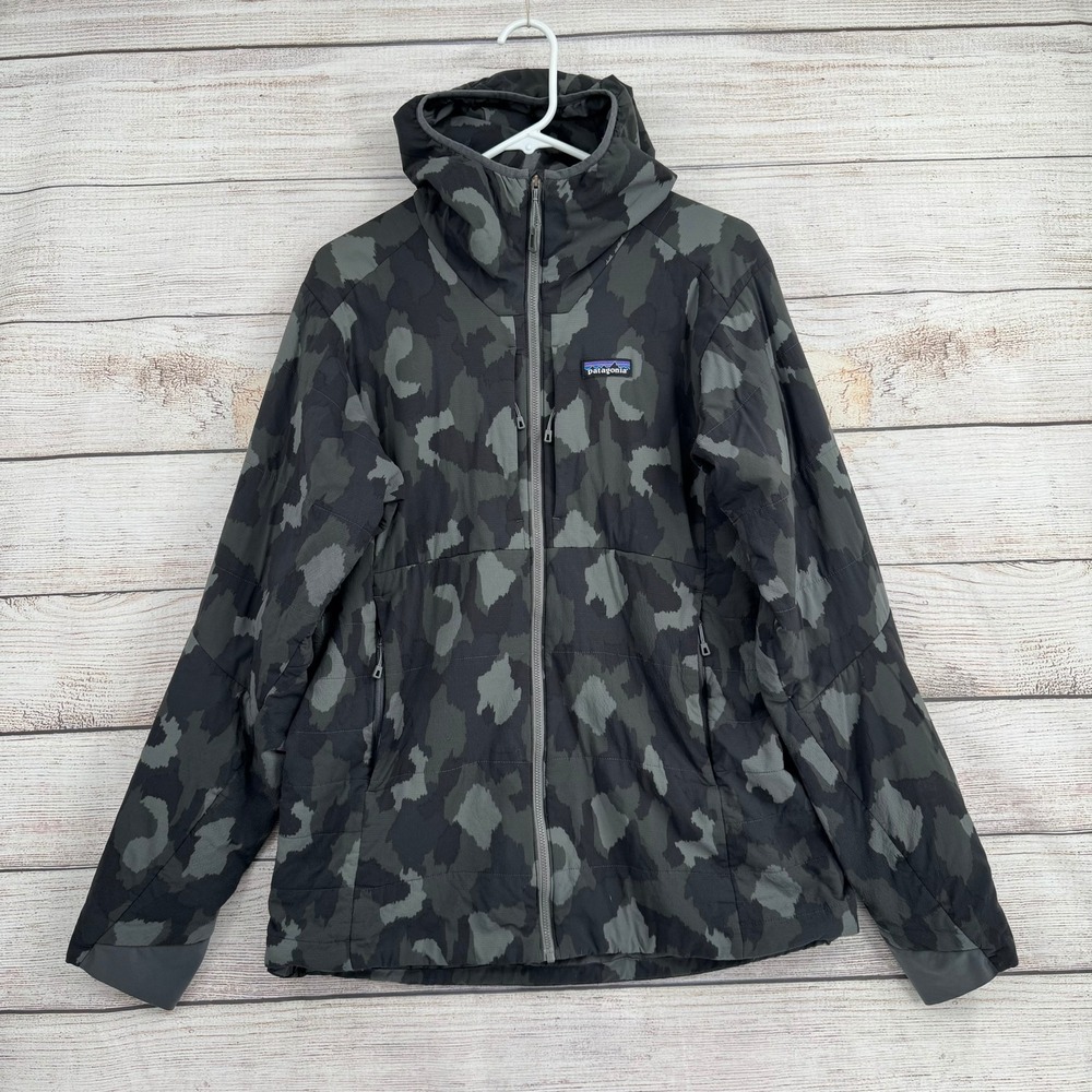 Patagonia Nano-Air Hoody Mens Large Grey Camo Insulated Jacket 84365